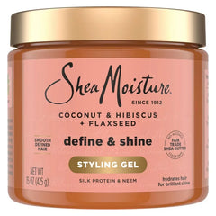 SheaMoisture Coconut & Hibiscus + Flaxseed Defining Styling Hair Gel - 15oz: Paraben-Free, Contains Shea Butter, Dry Hair