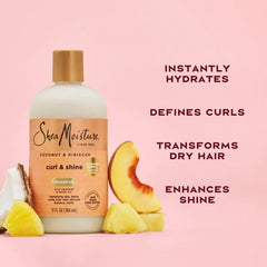 SheaMoisture Coconut and Hibiscus Curl and Shine Shampoo - 13 fl oz: For Curly Hair, Paraben-Free, Sulfate-Free, Liquid