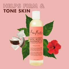 SheaMoisture Coconut and Hibiscus Bath Body and Massage Oil - 8 fl oz: Deep Hydration, Softening, Recommended for Dry Skin