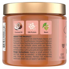 SheaMoisture Coconut & Hibiscus + Flaxseed Defining Styling Hair Gel - 15oz: Paraben-Free, Contains Shea Butter, Dry Hair