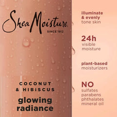 SheaMoisture Body Wash Glowing Radiance - Coconut & Hibiscus with Vitamin C & Songyi Mushroom Extracts - 18 fl oz: Moisturizing Gel