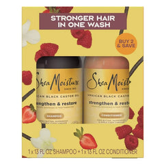 SheaMoisture Shampoo & Conditioner Bundle for Damaged Hair, 100% Pure Jamaican Black Castor Oil - 26oz/2pk