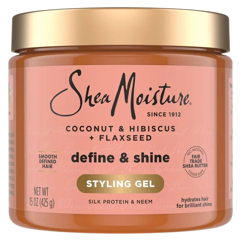 SheaMoisture Coconut & Hibiscus + Flaxseed Defining Styling Hair Gel - 15oz: Paraben-Free, Contains Shea Butter, Dry Hair