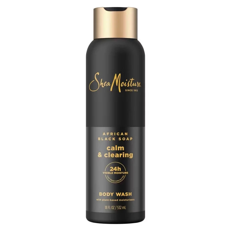 SheaMoisture Body Wash Calm & Clearing - African Black Soap with Aloe & Vitamin E - 18 fl oz: Paraben-Free, Whole Body, Gel
