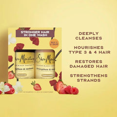 SheaMoisture Shampoo & Conditioner Bundle for Damaged Hair, 100% Pure Jamaican Black Castor Oil - 26oz/2pk