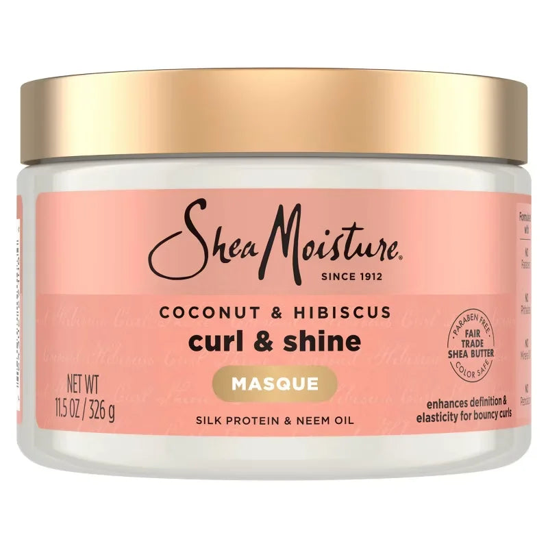 SheaMoisture Coconut & Hibiscus Curl & Shine Hair Mask For Naturally Curly Hair - 11.5oz: Paraben-Free, Sulfate-Free, Aluminum-Free